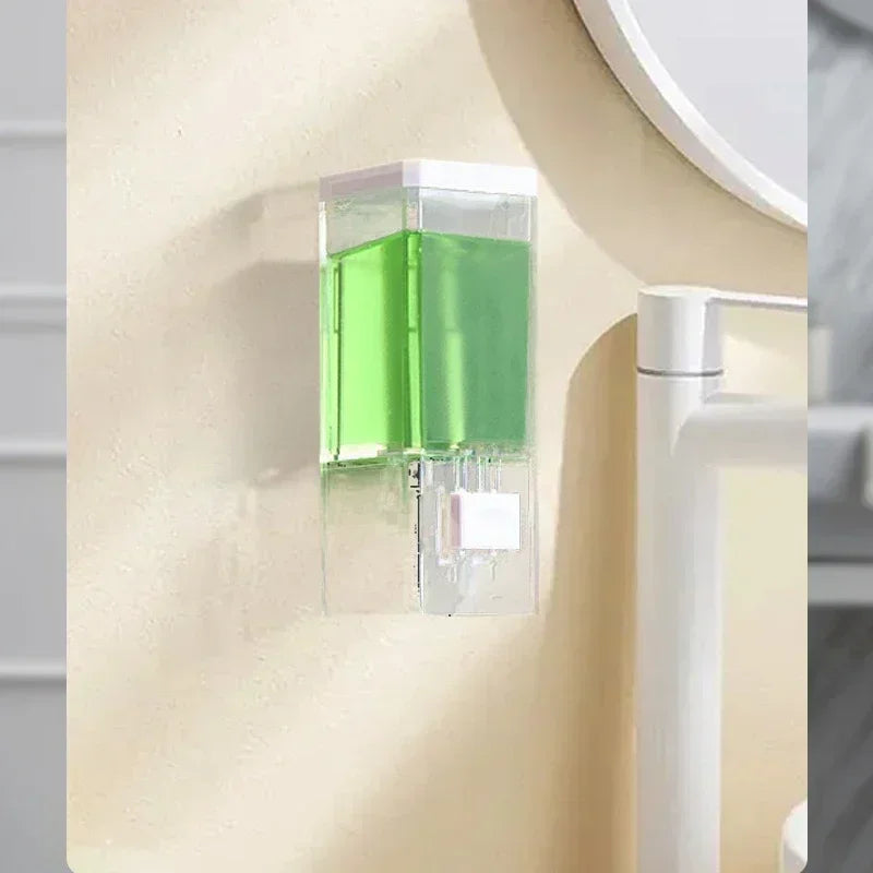 Non-punching Manual Press Soap Dispenser Wall Hanging Traceless Paste Disinfectant Bottle Bathroom Transparent Soap Dispenser