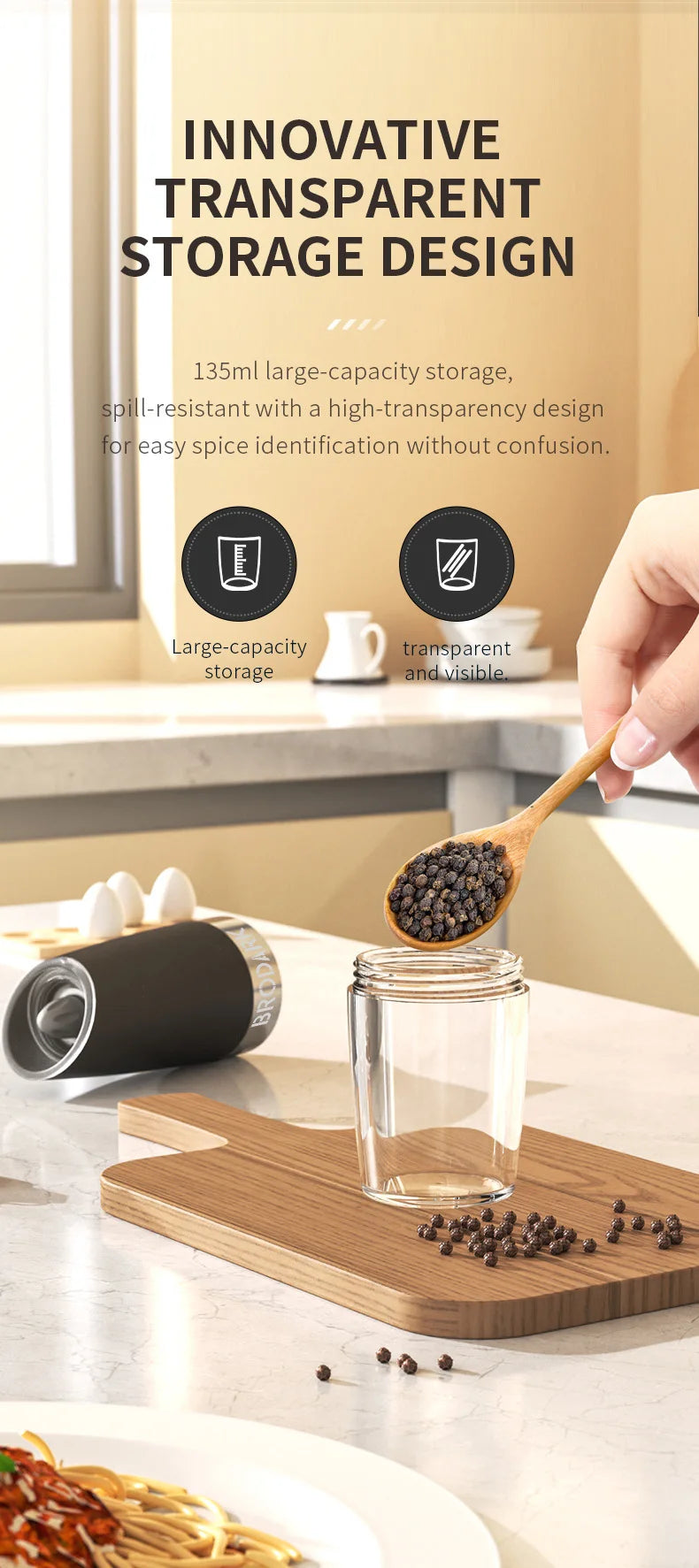 1/2pcs Gravity Electric Salt And Pepper Grinder Set, Battery Powered LED Light One HandAutomatic Operation