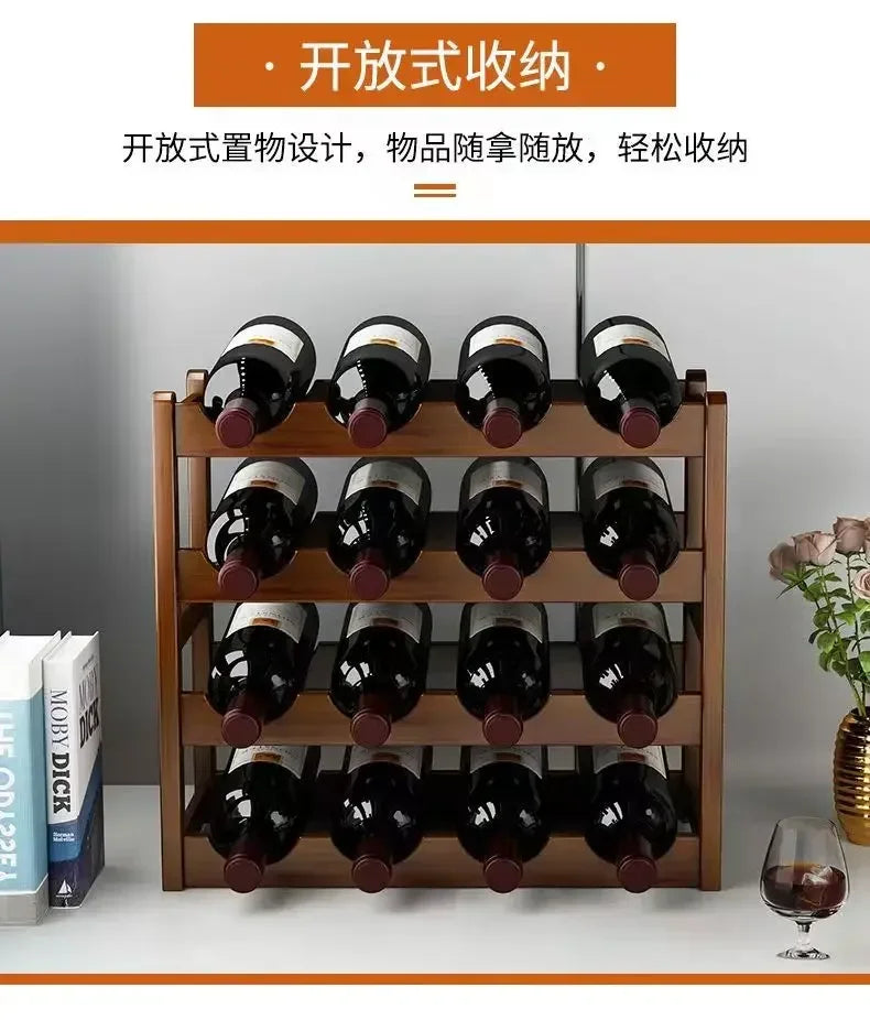 Red WineRack Decoration Household Grid Wine Display Rack Table Creative WineBottle rack Simple wine Cabinet Assemble StorageRack