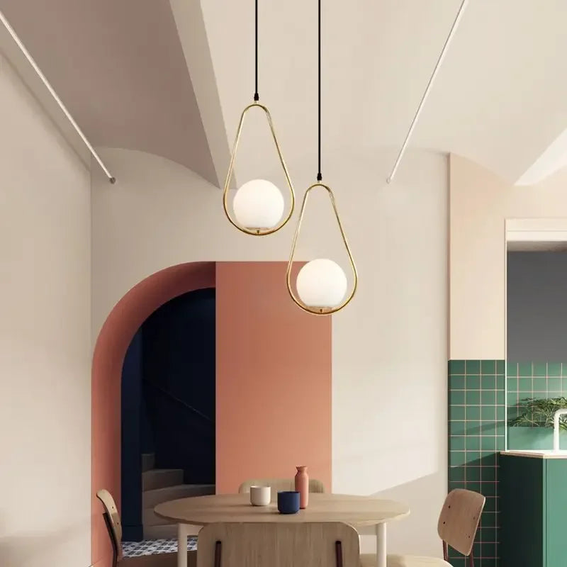 Nordic Bedside Bedroom Light Luxury Modern Simple Minimalist Restaurant Lamp Bar Long Line Single Head Gold Small Chandelier