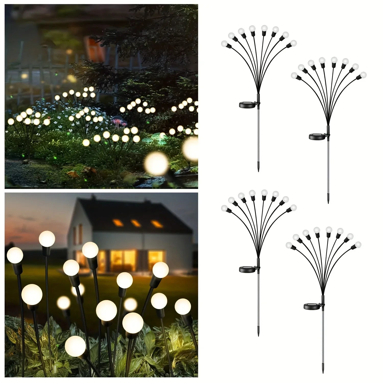 Solar Firefly Lights 6/8/10 LEDs Waterproof Garden Lamp, Firework Landscape Lighting for Christmas, Holiday Outdoor Yard Decor