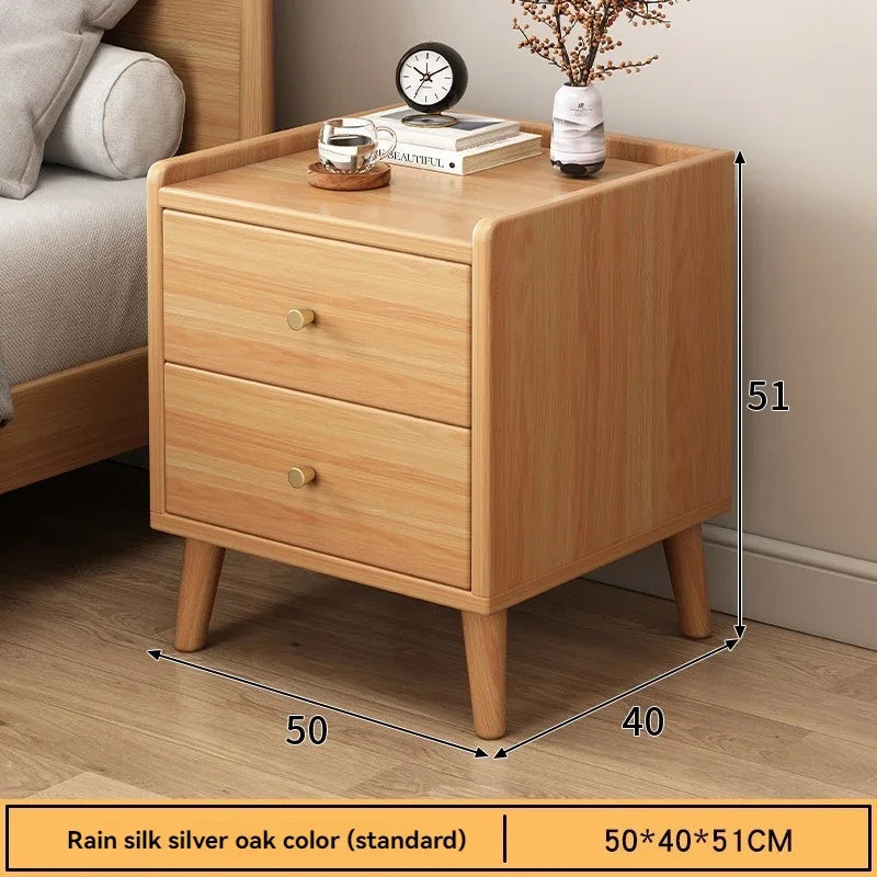 Bedside cabinet, household small bedroom storage, narrow cabinet, mini storage shelf, solid wood color, multi-purpose storage