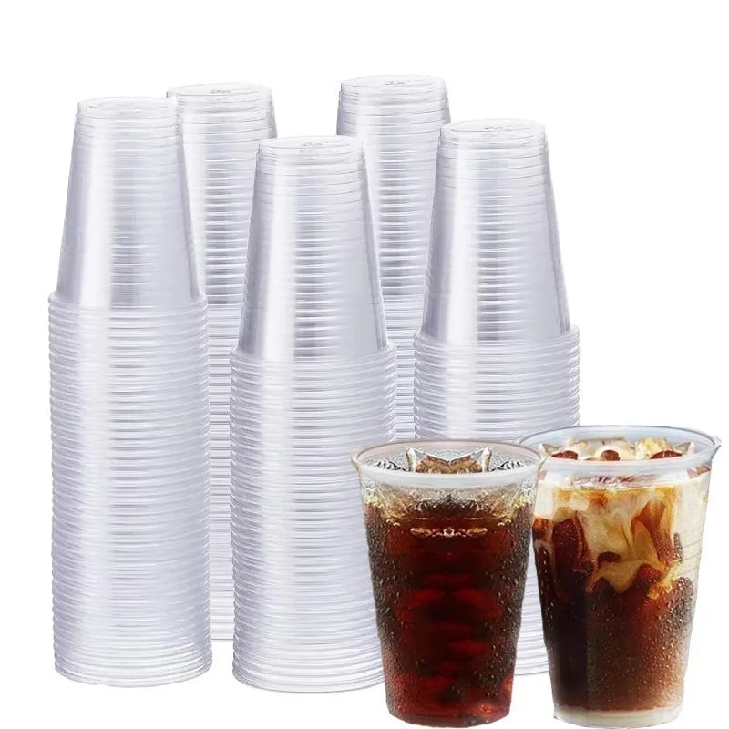 50/100PCS Disposable Clear Plastic Cups Outdoor Plastic Coffee Cups Picnic Birthday Kitchen Party Tableware Christmas New Year