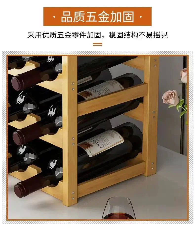 Red WineRack Decoration Household Grid Wine Display Rack Table Creative WineBottle rack Simple wine Cabinet Assemble StorageRack