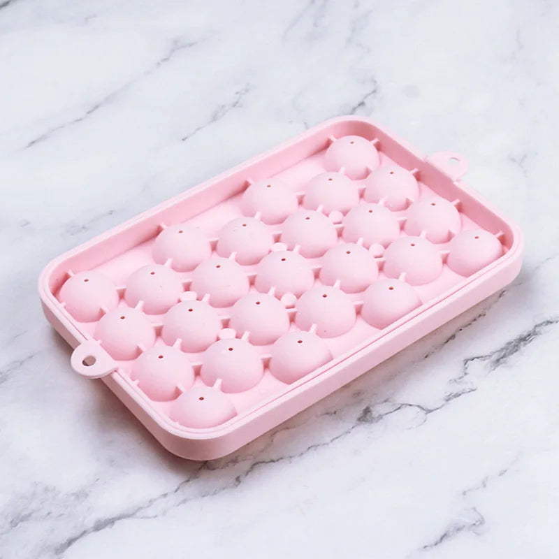 25 Grids Silicone Ice Grid Ball Ice Cube Mold with Cover Ice Storage Box Easy to Demould Ice Making Bar Home Party Kitchen Tools