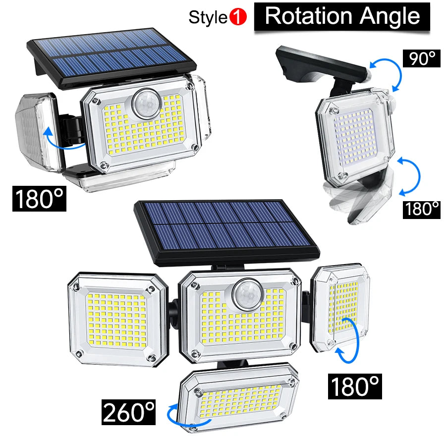 122/333LED Solar Lights Outdoor Motion Sensor Human Induction 3 Modes IP65 Waterproof Solar Power Garage Yard Corridor Wall Lamp