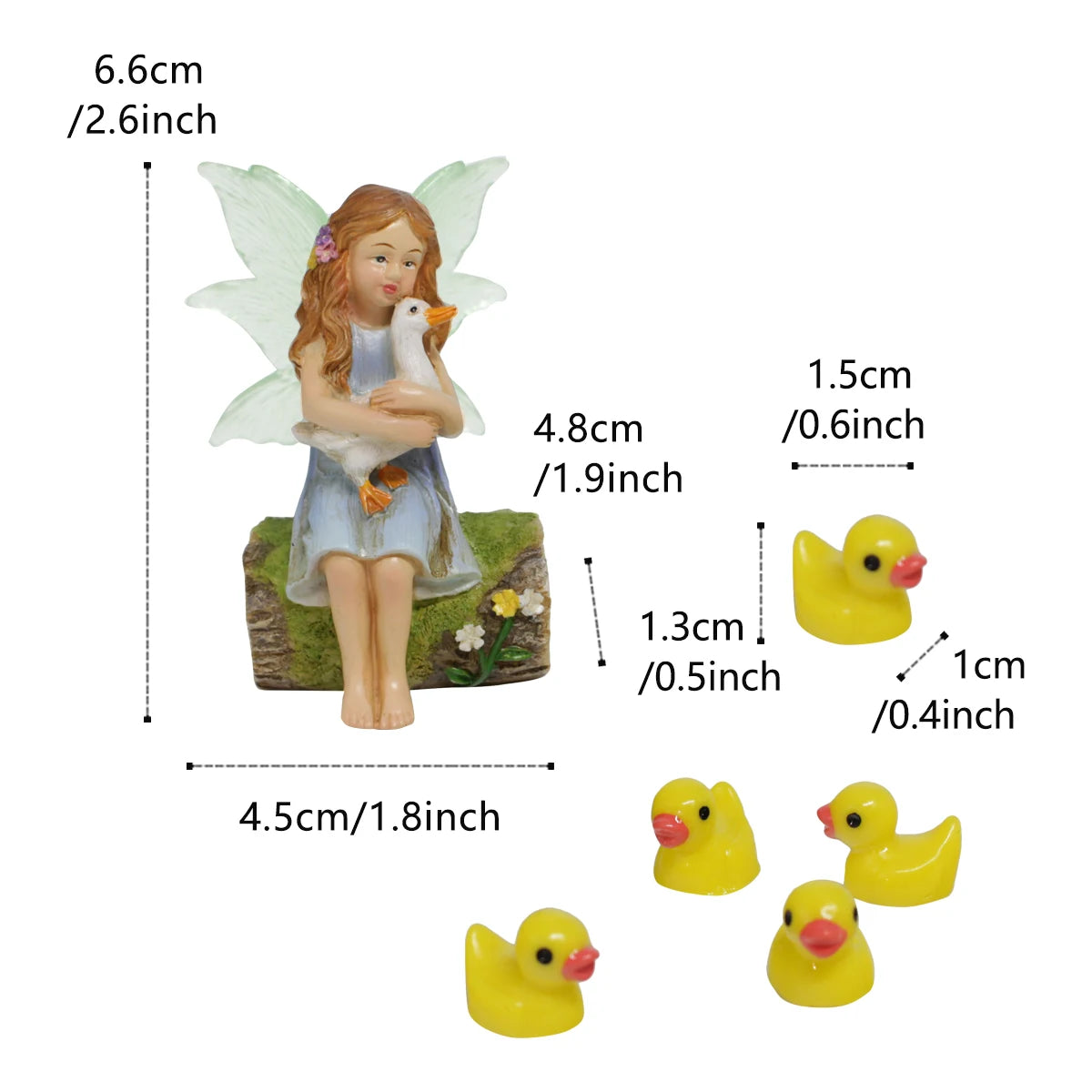 1 set of flower fairy holding duck landscape, outdoor fairy tale mini garden decoration handicraft flower pot accessories, fairy