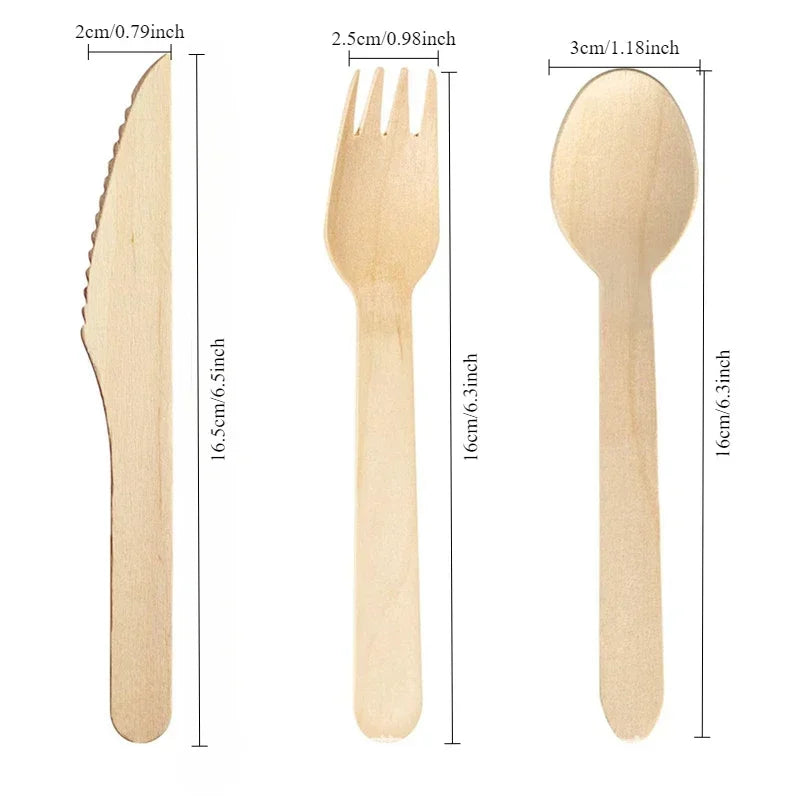 50/100pcs Wooden Fruit Cake Forks Western-style Meat Steak Pasta Disposable Tableware Wedding Birthday Party Cake Accessories