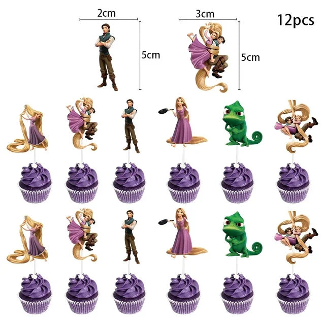 Disney Tangled Rapunzel Princess Party Decorations Disposable Paper Cup Plate Banner Balloons for Girls Birthday Party Supplies