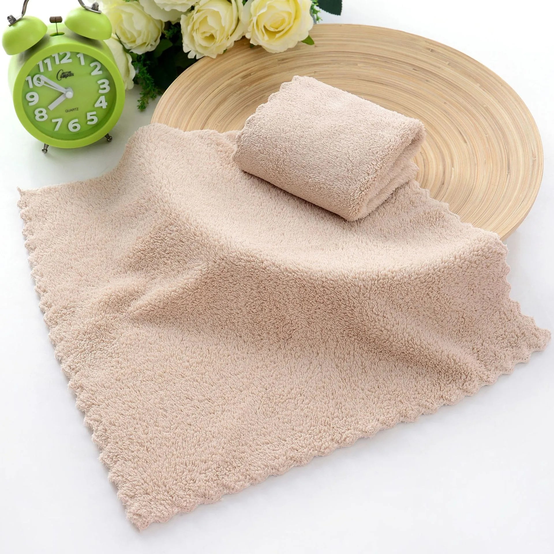 25*25cm Coral Velvet Quick Drying Microfiber Towels Cleaning Wipes Face Towels Square Washcloth Hand Towel Soft Water Absorption