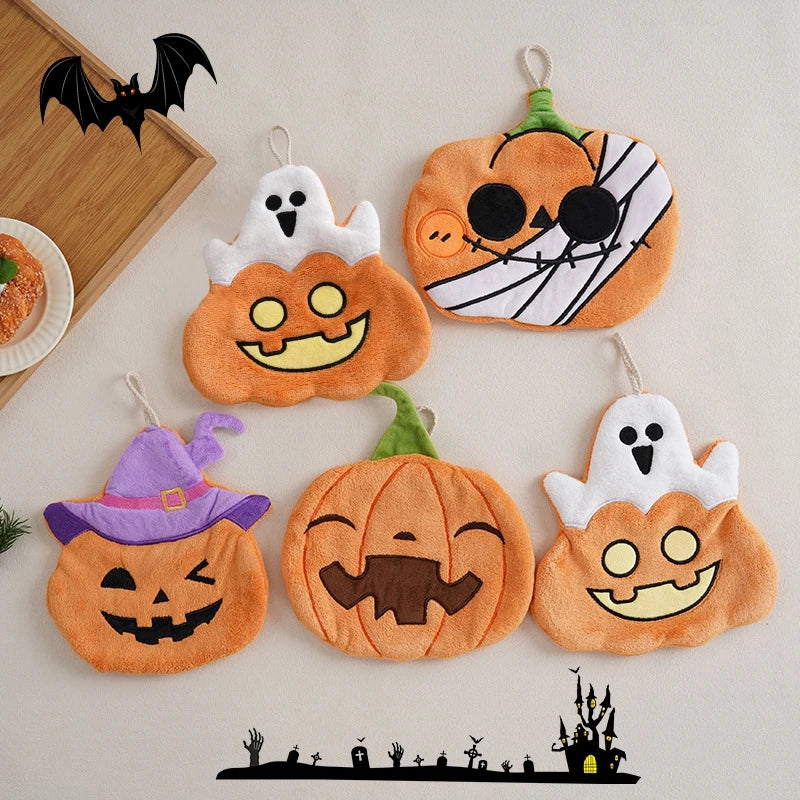 Halloween Hand Towel Soft Absorbent Handkerchief Cute Cartoon Ghost Capibara Pumpkin Hand Towel Bathroom Hanging Hand towels