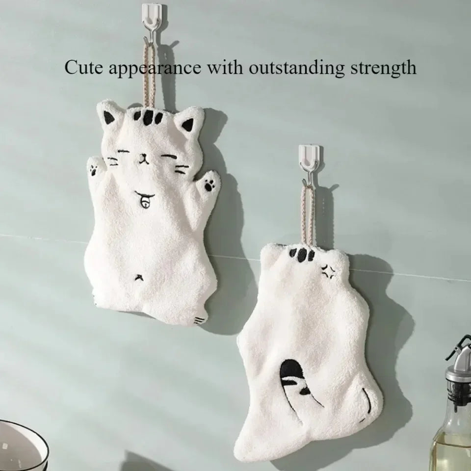 Hanging Hand Towel Home Coral Fleece Hands Towel Kitchen Hanging Washcloth Double-layer Thickened Speed Absorbent Handkerchief