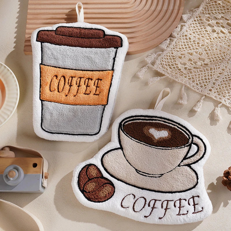 Hand Towel Absorbent Kitchen Towel Hand Cloth Bathroom Hand Cloth Cartoon Hand Towels Convenient Hanging Towel for Hand 핸드타올