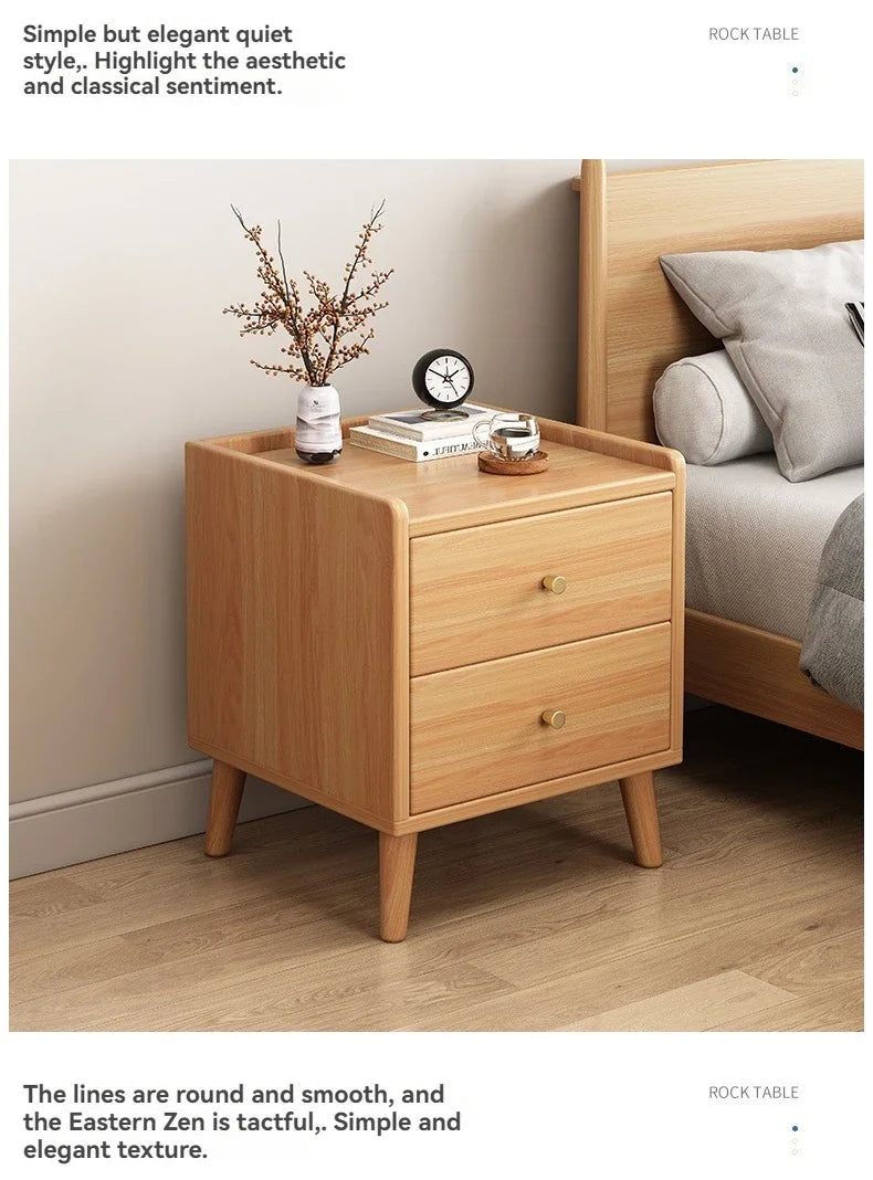 Bedside cabinet, household small bedroom storage, narrow cabinet, mini storage shelf, solid wood color, multi-purpose storage