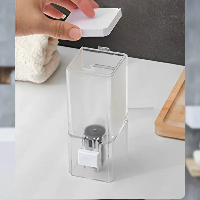 Non-punching Manual Press Soap Dispenser Wall Hanging Traceless Paste Disinfectant Bottle Bathroom Transparent Soap Dispenser