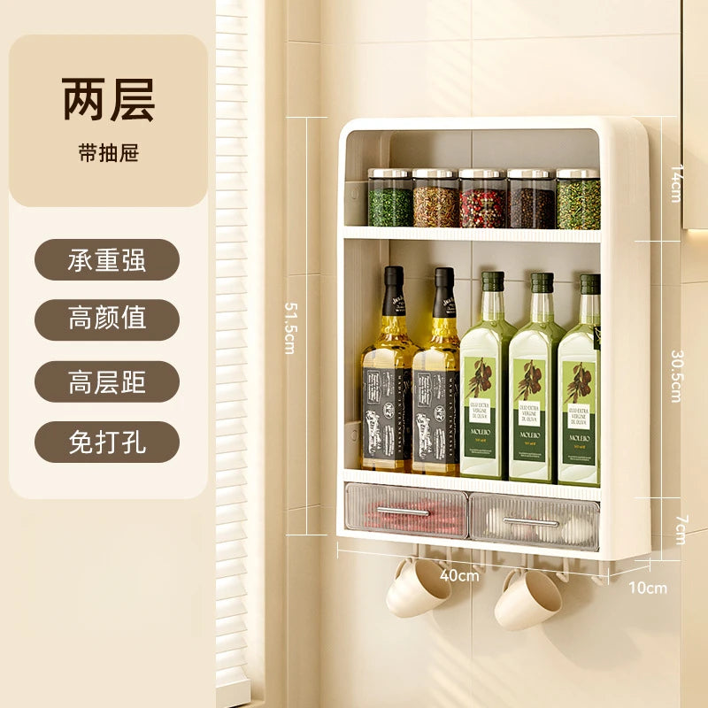 Kitchen Bathroom Wall Shelf Multi-layer Cupboard Seasoning Home Storage Rack Organizer Accessories Freestanding Space Saver