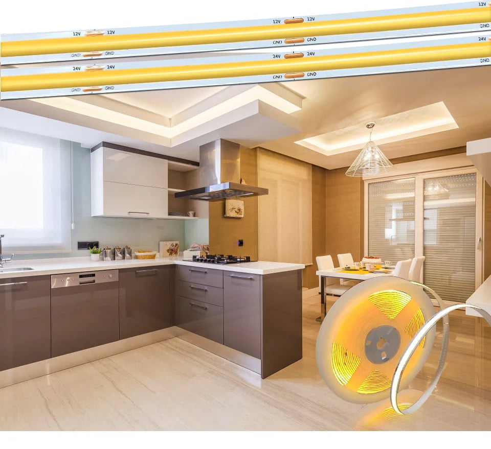 Linear Dimmable 24V 12V COB LED Strip Lights