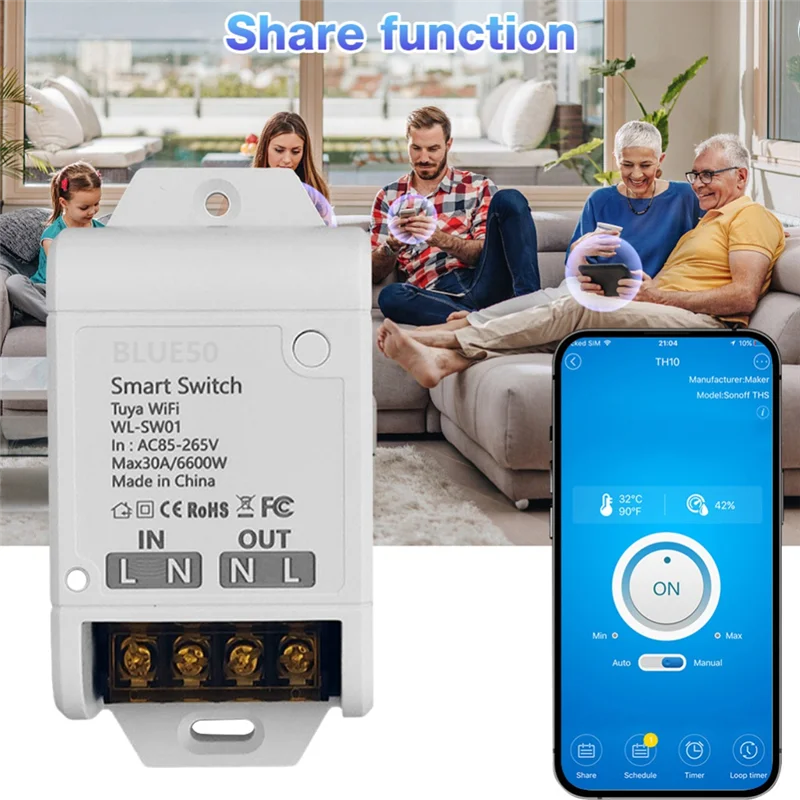 WIFI Smart Switch 30A High Power App Remote Home Automation Socket Voice Lamps And Lanterns Smart Homem12k