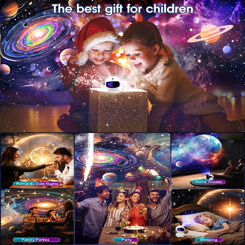 Astronaut Planetarium Projector for Bedroom 12 Image Discs, Galaxy Night Light, Ceiling Mood Lighting, LED Space Room Decor