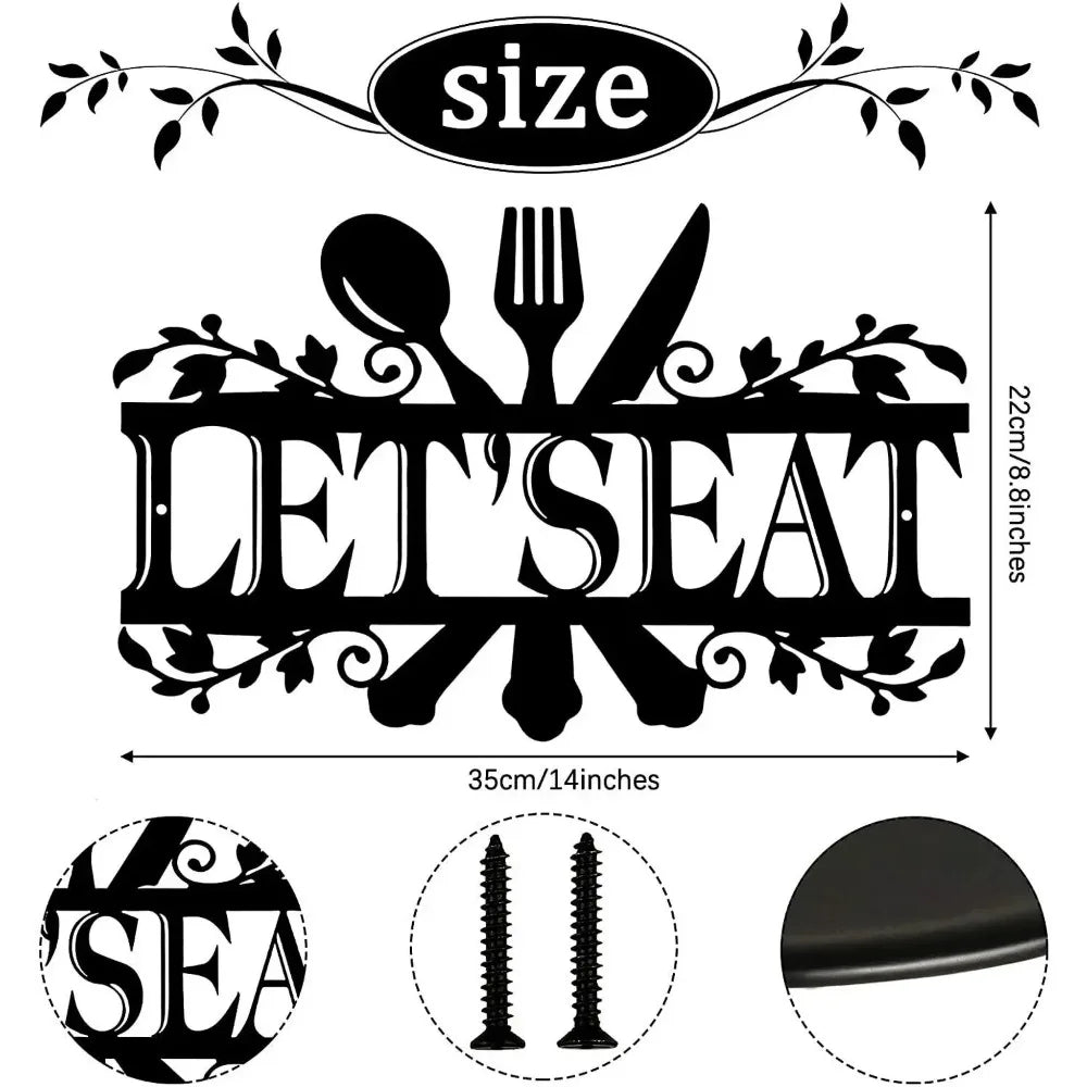 Kitchen Metal Sign, Kitchen Signs Wall Rustic Metal Kitchen Decor，Wall decoration, Wall Sticker，Artwork, Iron Art Silhouette