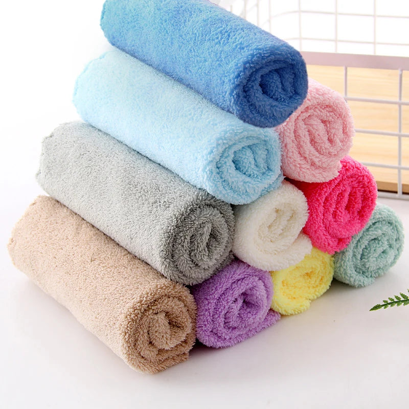10 Pcs Polyester Washcloths Soft Absorbent Colorful Square Towels Cleaning Supplies Multi-Purpose Small Square Towel