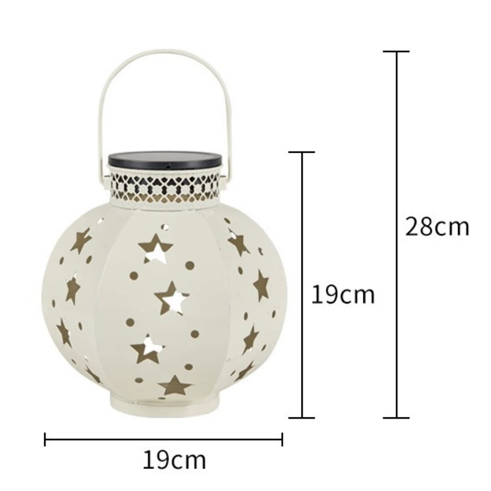 Garden Star Projector Lamp Hanging Solar Lights Outdoor Hanging Solar Lanterns Retro Solar Lamp with Handle Outside Decorations