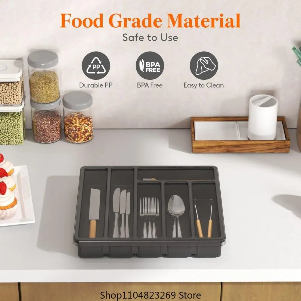 Kitchen drawer storage rack, cabinet tray, silverware storage rack with lid, plastic drawer with lid, cutlery tray, cutlery rack