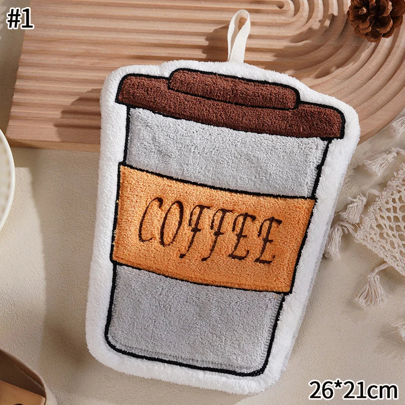 Hand Towel Absorbent Kitchen Towel Hand Cloth Bathroom Hand Cloth Cartoon Hand Towels Convenient Hanging Towel for Hand 핸드타올