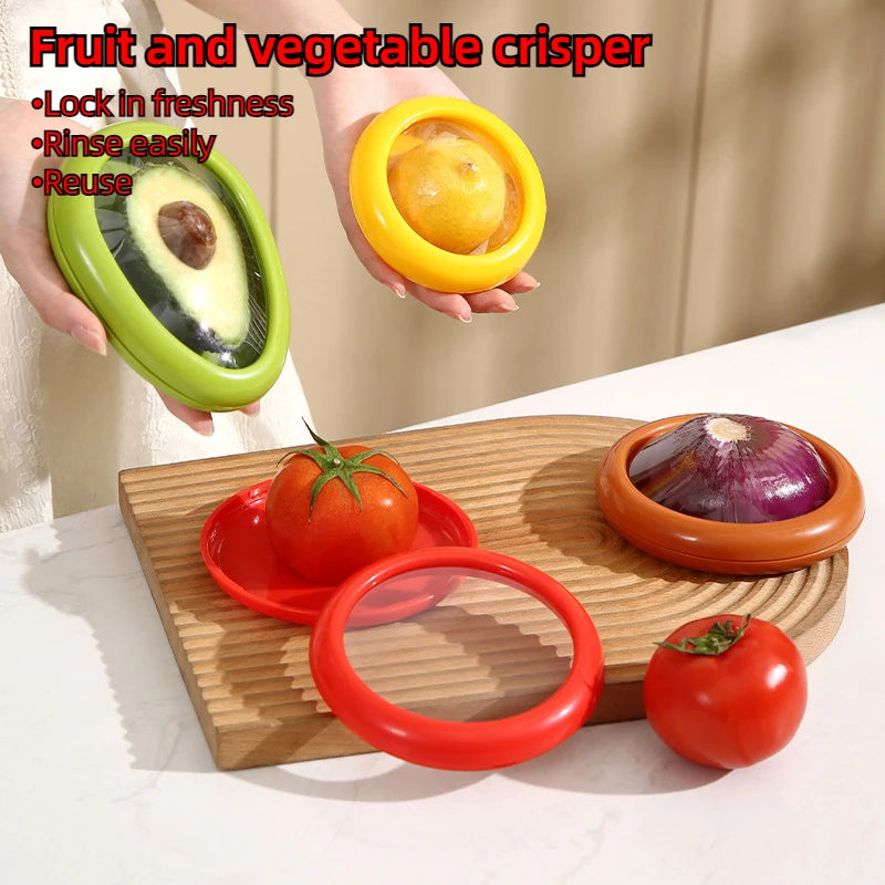 Reusable Food Saver Box Half Cut Fruit Fresh Retractable Film Storage Container Fruit Preservation Seal Cover Kitchen Tools