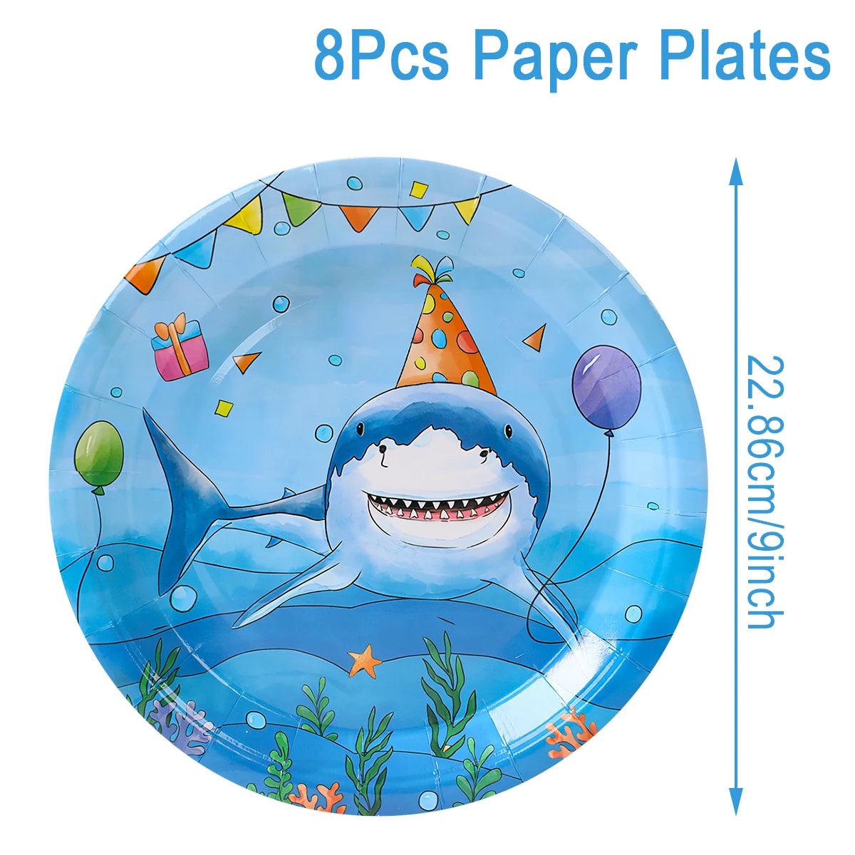 Shark Party Disposable Tableware Set Plates Cups Ocean Shark Birthday Party Decor Kids Boy Baby Shower Party Decor Supplies
