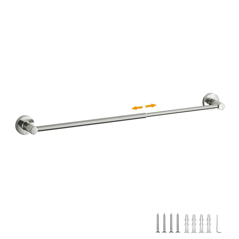 Bathroom Retractable Towel Single Bar Black, Chrome Single Towel Rack Extended Drying Towel Hanging Bar Bathroom EL81024