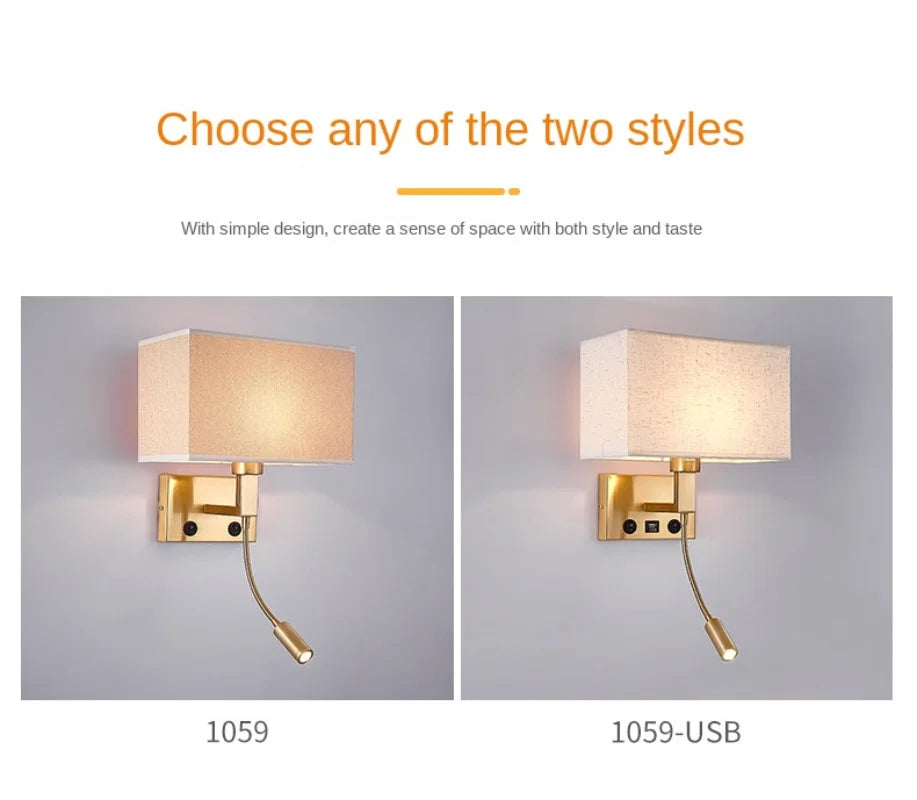 Modern Bedroom Bedside Hotel Wall Lamp Decoration Fabric Sconce Lights Reading Lighting Spotlight Simple Cotton Luminaire Indoor