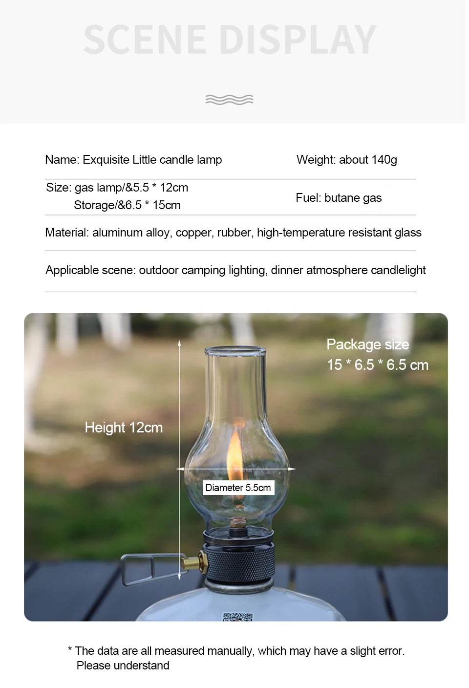 Portable Camping Gas Candle Lamp Light Compact Butane Gas Light Outdoor Use for Camping Fishing Picnic Night Light Gas Lamp