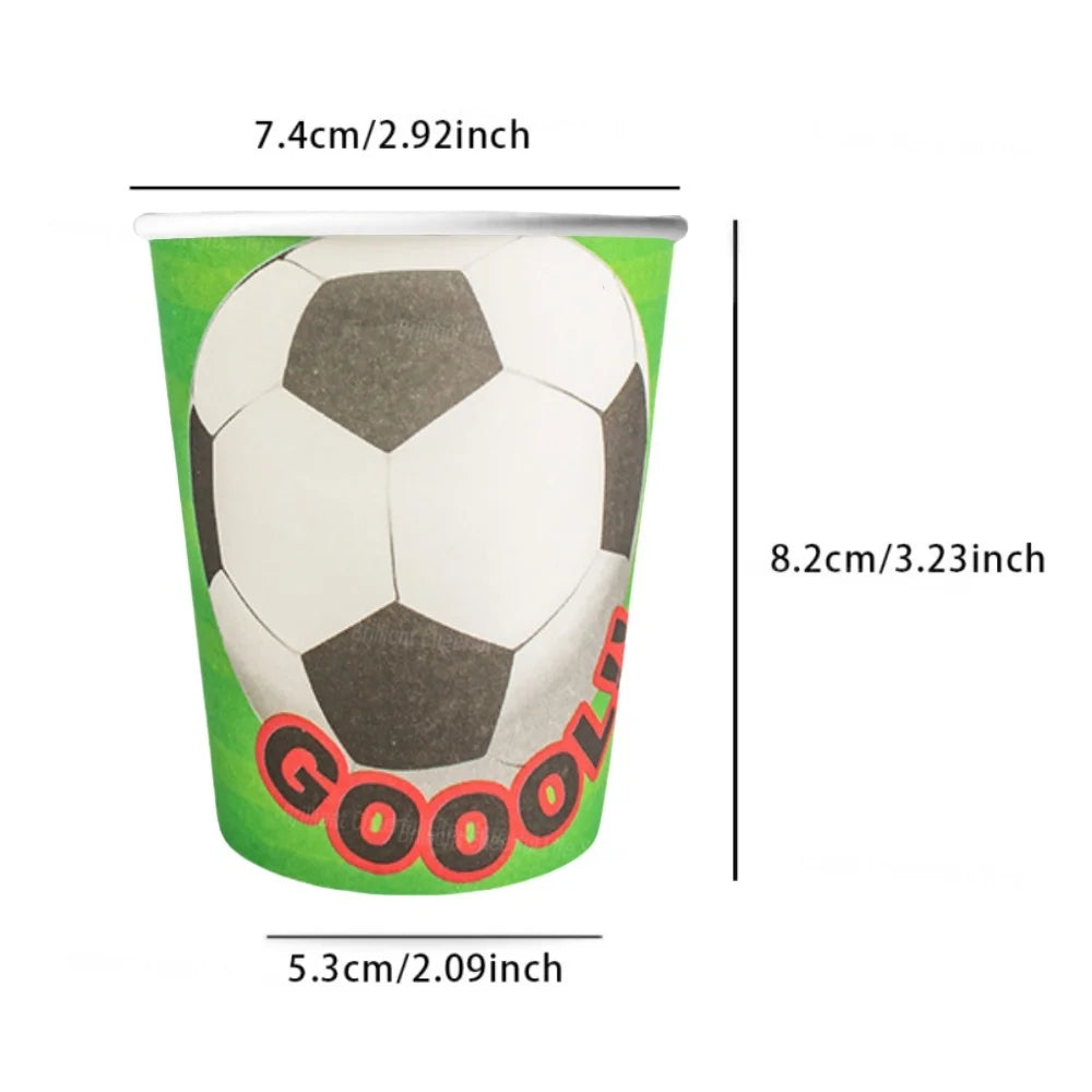 Soccer ball Theme Disposable Tableware Set - Football Party 9oz Paper Cup For Sports Birthday Party Favors Decoration Supplies