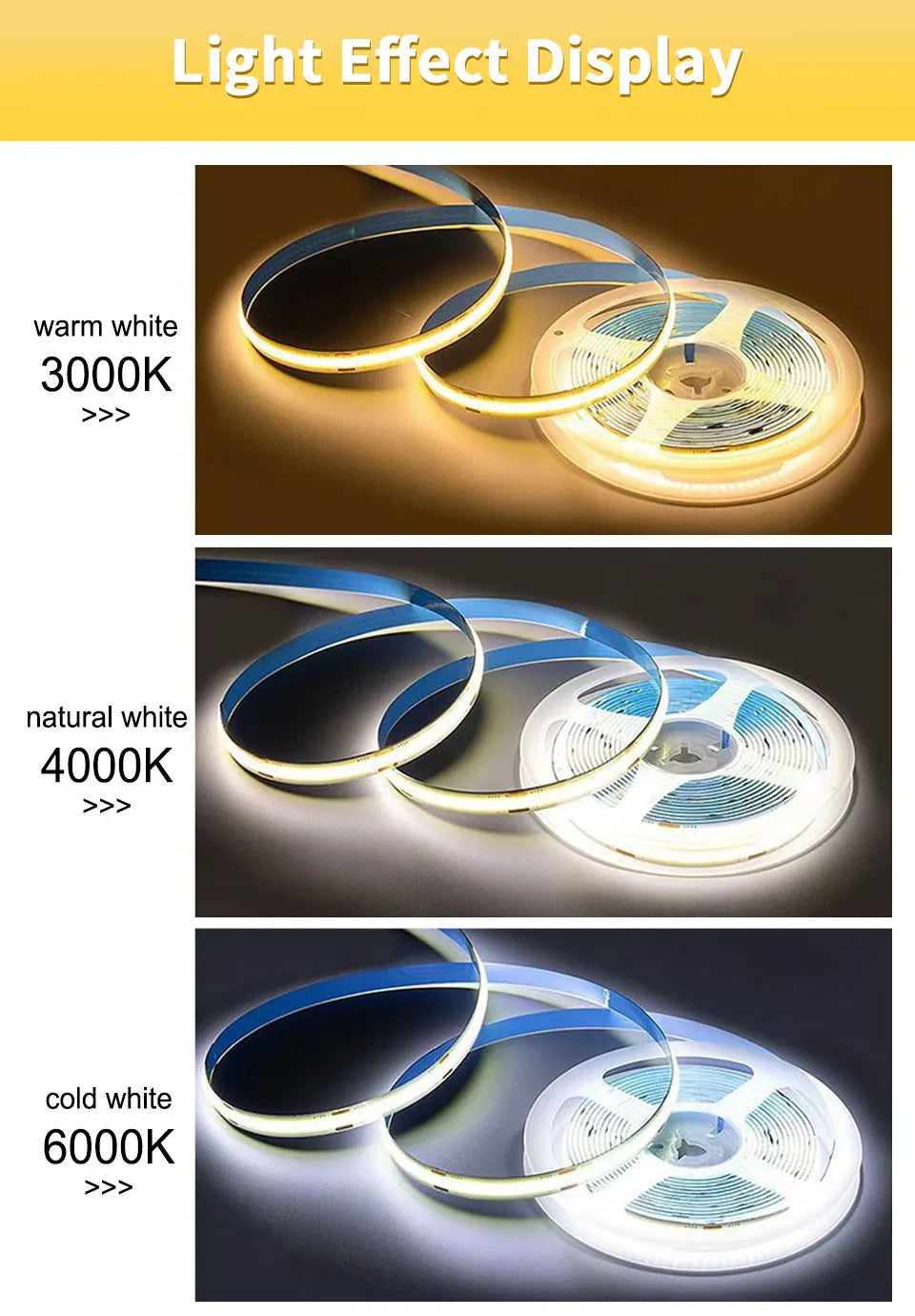 Linear Dimmable 24V 12V COB LED Strip Lights