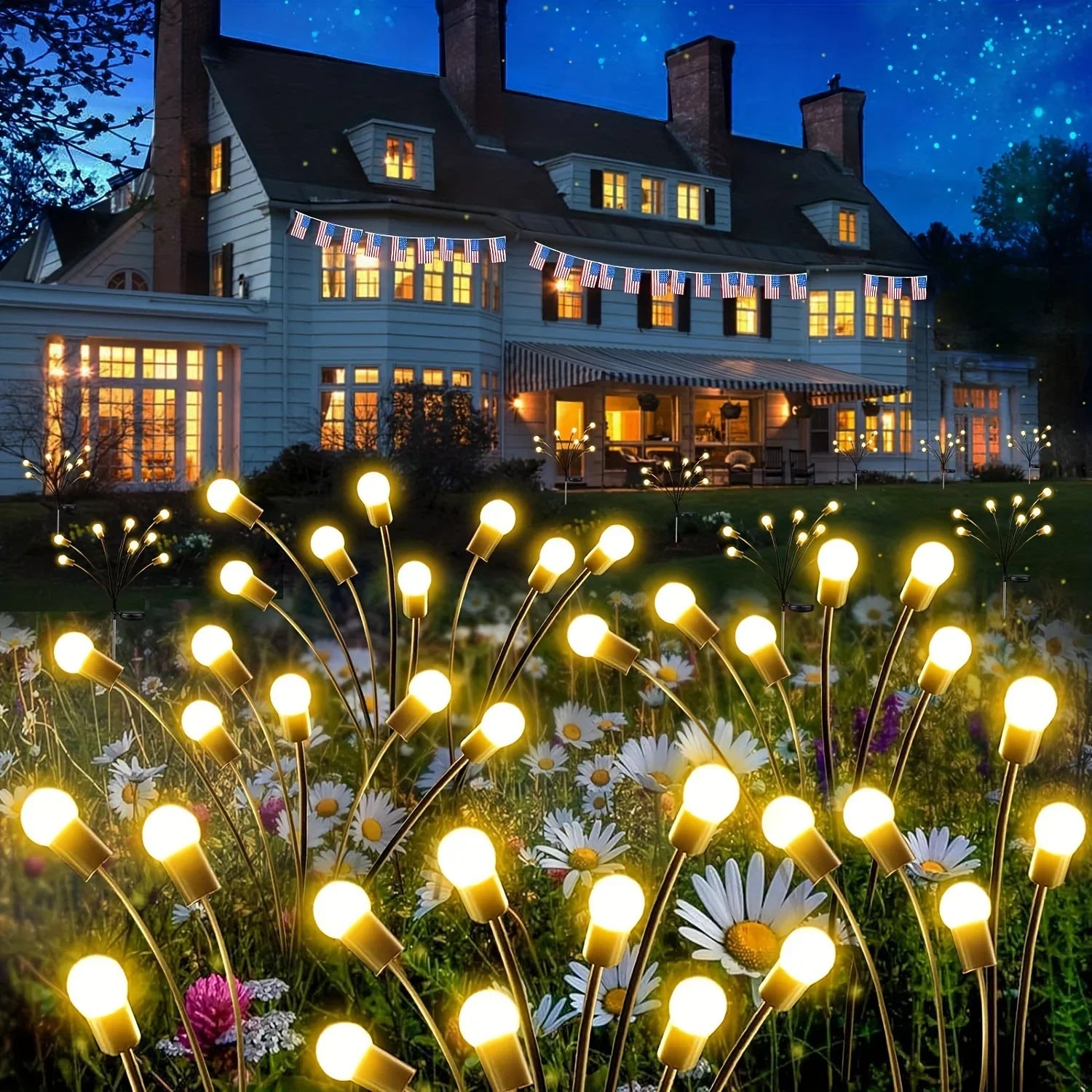 Solar Firefly Lights 6/8/10 LEDs Waterproof Garden Lamp, Firework Landscape Lighting for Christmas, Holiday Outdoor Yard Decor