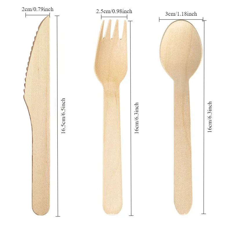 50/100pcs Wooden Fruit Cake Forks Western-style Meat Steak Pasta Disposable Tableware Wedding Birthday Party Cake Accessories