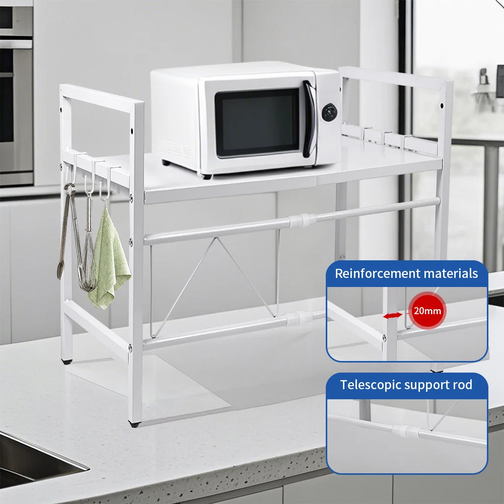 Microwave shelf kitchen shelf standing Flexible Extendable For countertop microwave shelf Kitchen shelf Matte Black