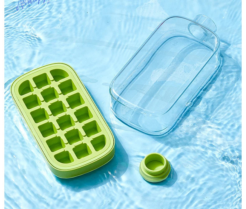 Portable Ice making Mold Ice Cube Tray With Lid and Straw Drinking Cup Silicone Freezer Ice Zero-contact Pressure Ice Cube Mold
