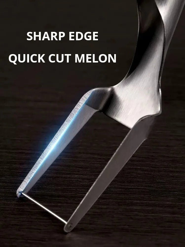 2 In 1 Multi-Purpose Portable Watermelon Slicer Cutter Knife Stainless Steel Kitchen Fruit Cutting Fork