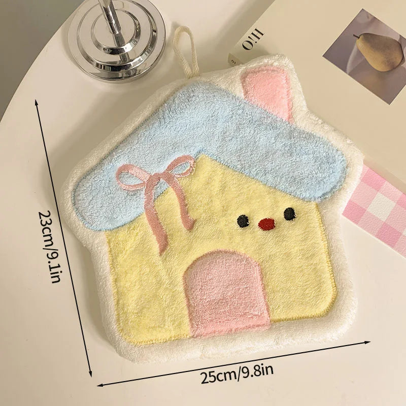Cartoon Kitty Hand Towel Bathroom Soft Water-absorbing Towel Coral Fleece Handkerchief Hanging Kitchen Washing Hand Cloth Rag