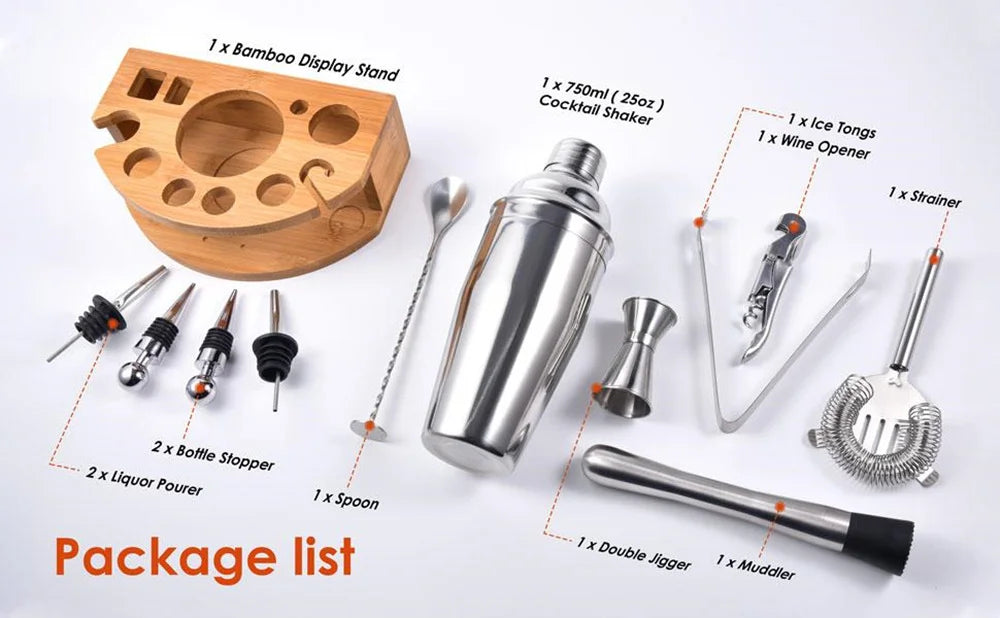 2-25 Pcs/Set Cocktail Shaker Set Mixer Bartender Kit, for Home Bar Party Jigger Tools Drink Martini Boston Cocktail Mixer Shaker