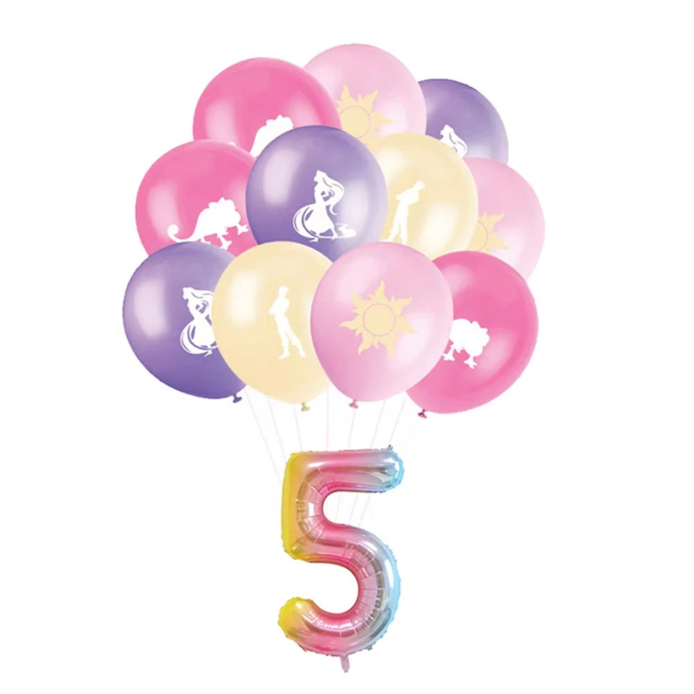 Disney Tangled Rapunzel Princess Party Decorations Disposable Paper Cup Plate Banner Balloons for Girls Birthday Party Supplies