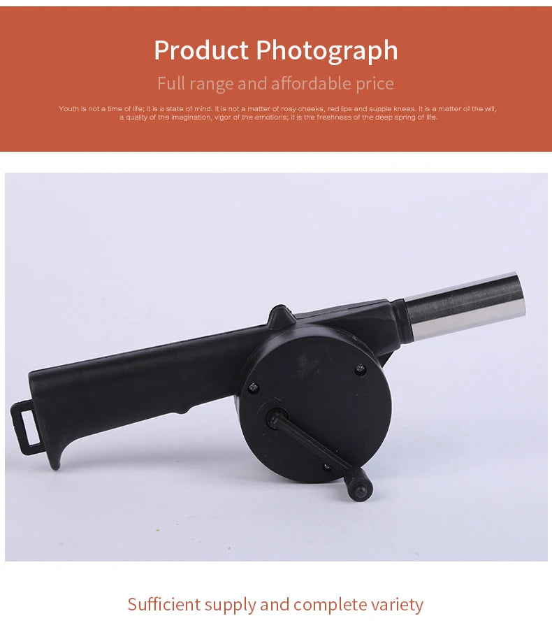 Hand-cranked Air Blower Barbecue Fan Mini Portable BBQ Grill Fire Bellows Picnic Camping Accessories Outdoor Hand Tools