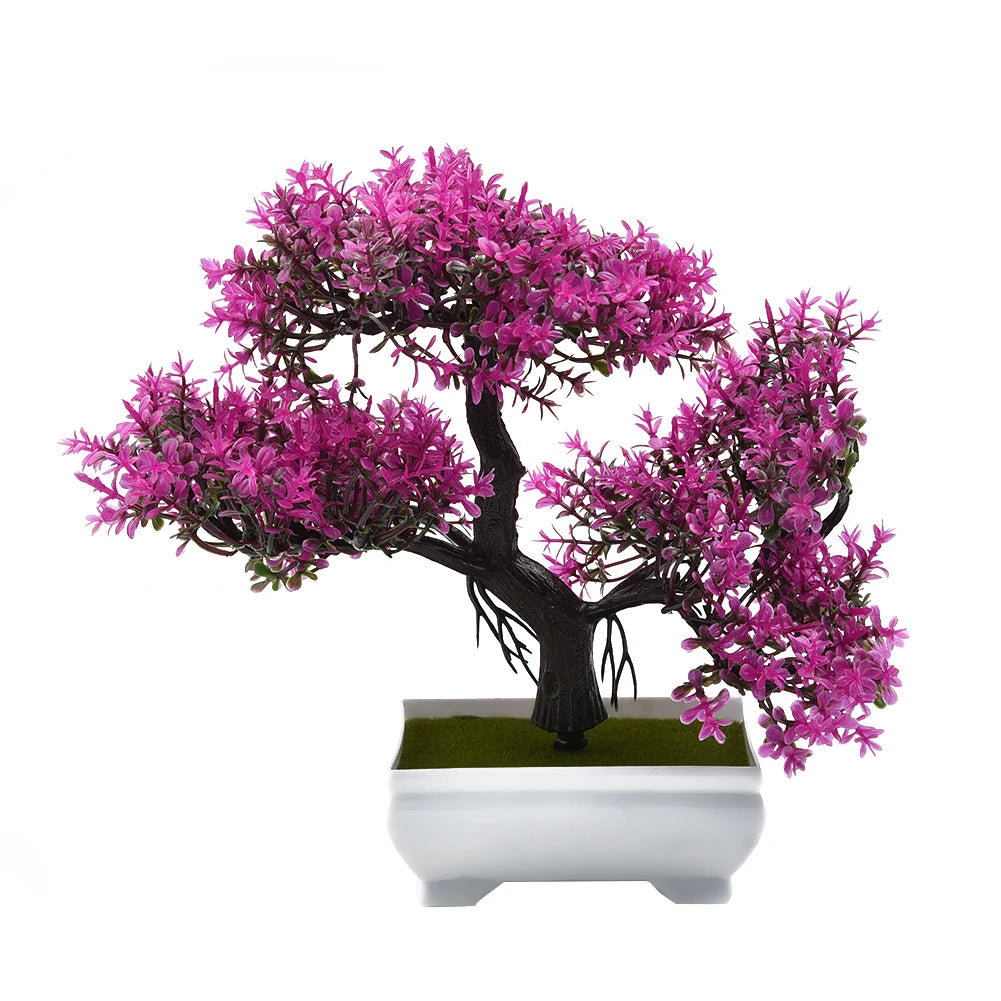 1pc Artificial Plants Bonsai Small Tree Pot Fake Plant Flowers Potted Ornaments For Garden Decor Home Room Table Decor