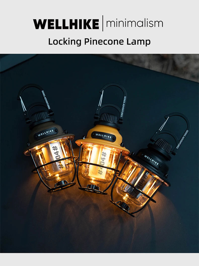 WELLHIKE Outdoor Lighting Camping Lights Long Life Locking Pinecone Light LED Multifunction Ambient Light Tent Canopy Flashlight