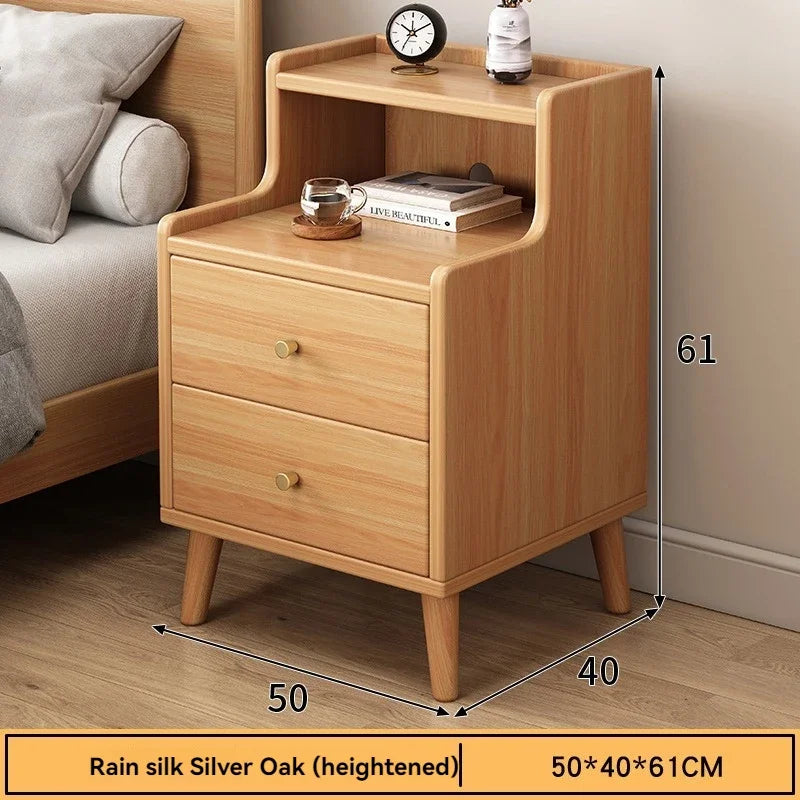 Bedside cabinet, household small bedroom storage, narrow cabinet, mini storage shelf, solid wood color, multi-purpose storage