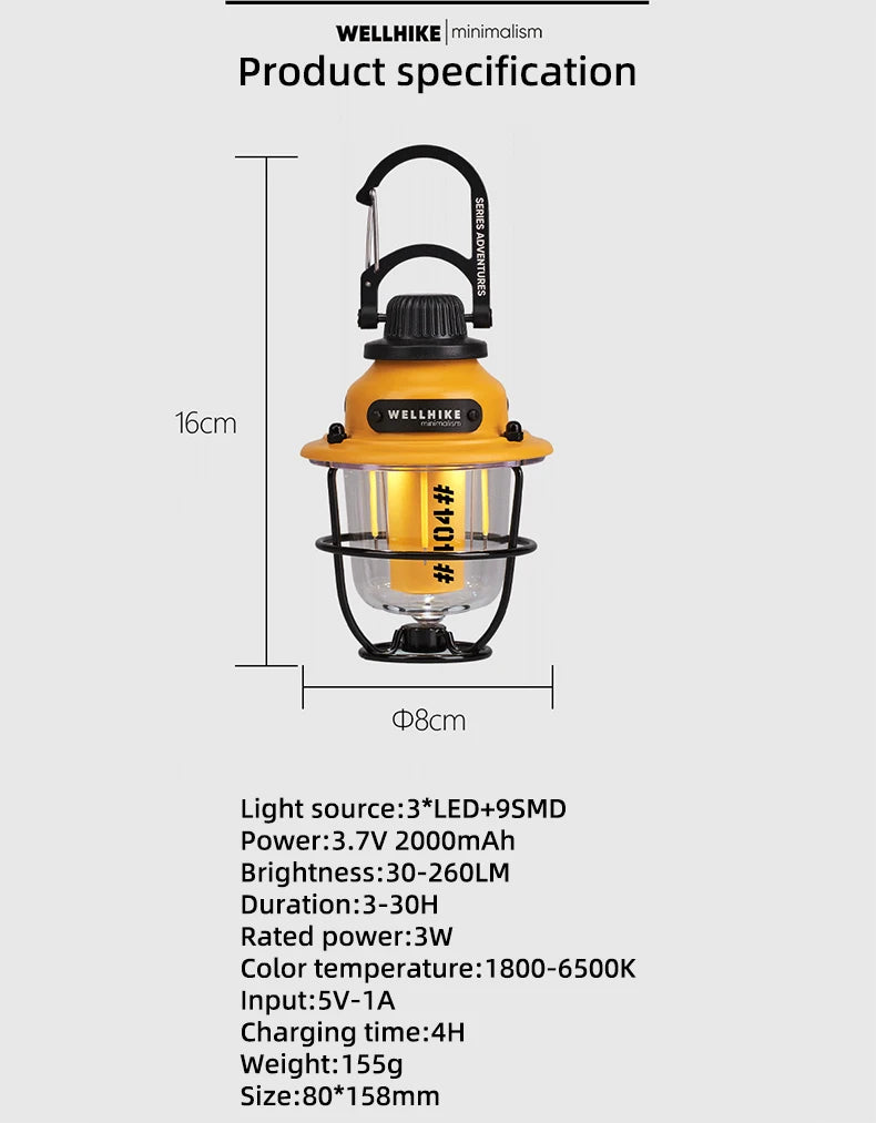 WELLHIKE Outdoor Lighting Camping Lights Long Life Locking Pinecone Light LED Multifunction Ambient Light Tent Canopy Flashlight