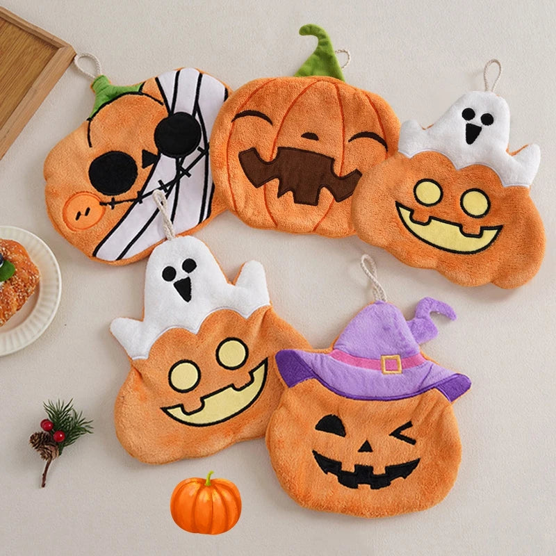 Halloween Hand Towel Soft Absorbent Handkerchief Cute Cartoon Ghost Capibara Pumpkin Hand Towel Bathroom Hanging Hand towels