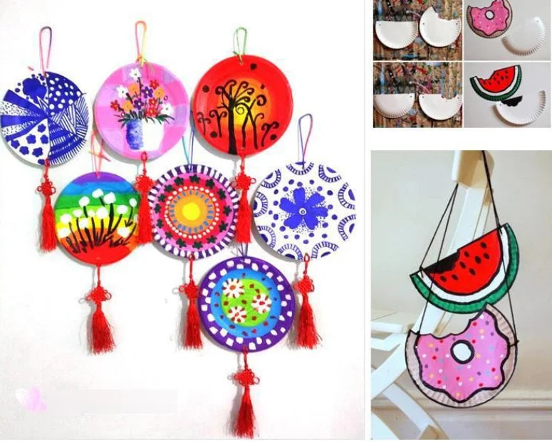 50pcs Paper Plate, Disposable Party Tableware, Bone Spitting Plate, Picnic Plate, Children's Drawing Diy White Cardboard, Decora